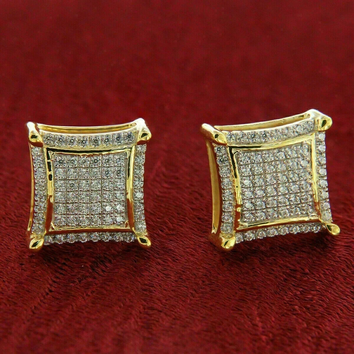 1CT Round Cut Simulated Diamond Solitaire Stud Earrings 14k Yellow Gold Plated
