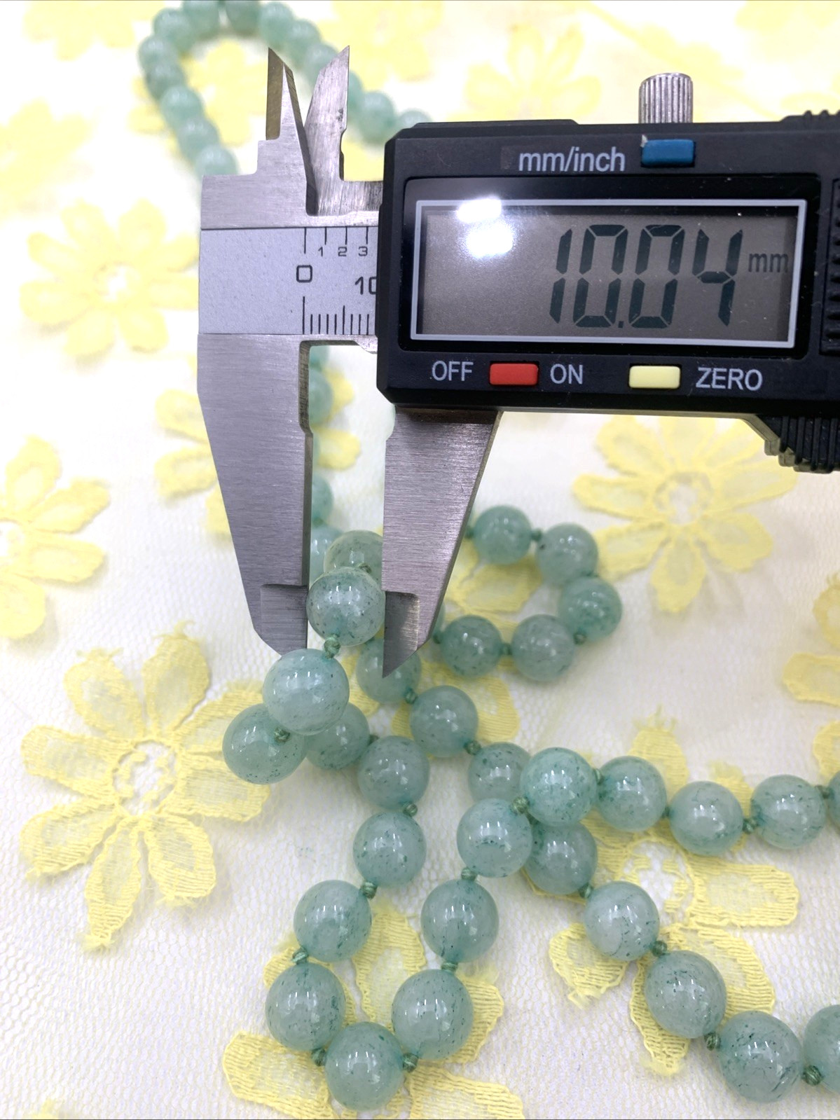 Green 10mm Aventurine Quartz Beaded Necklace Hand Knotted 10mm Round Strand 32″
