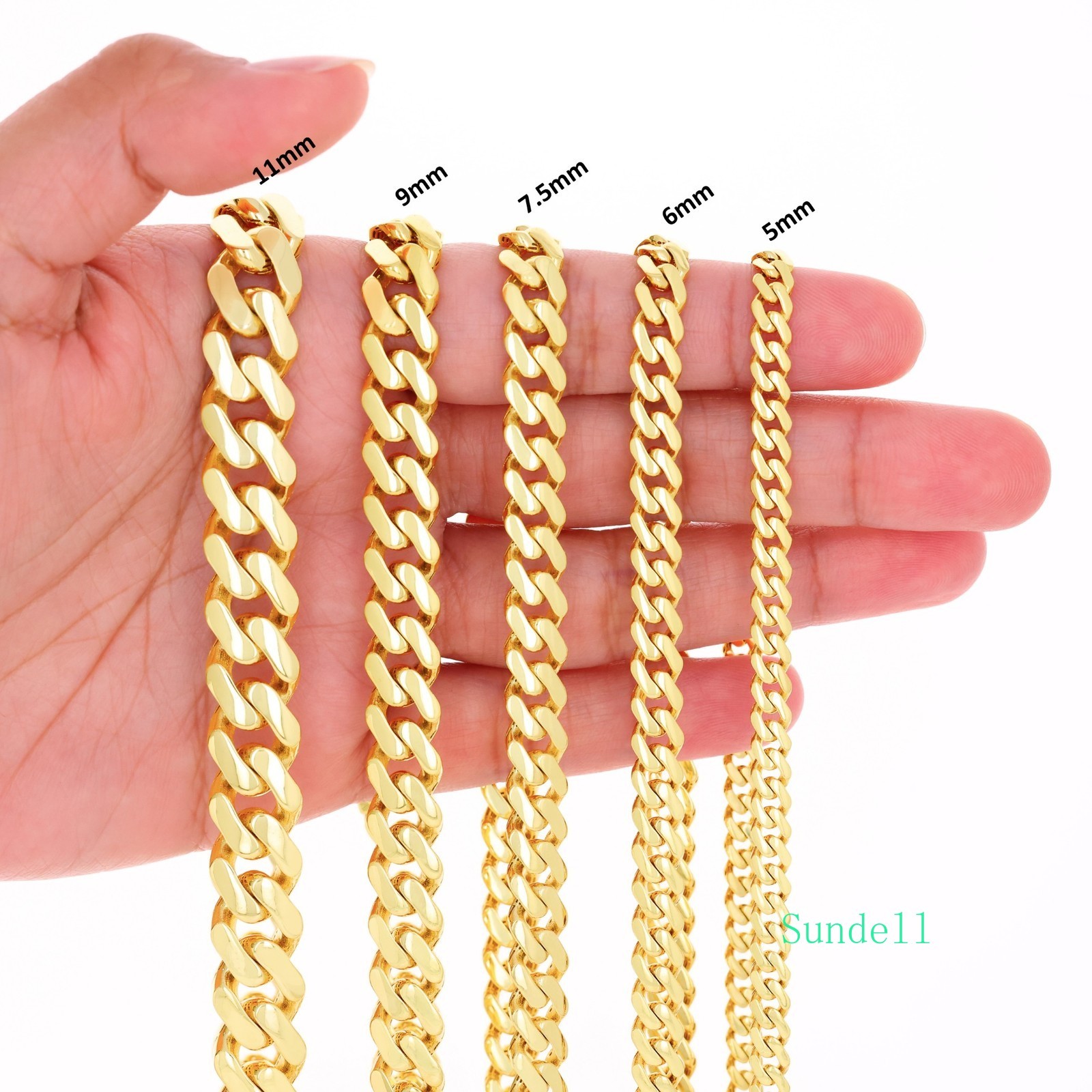 14k Yellow Gold Miami Cuban Royal Monaco Chain 5mm-17mm Necklace Bracelet 7″-30″