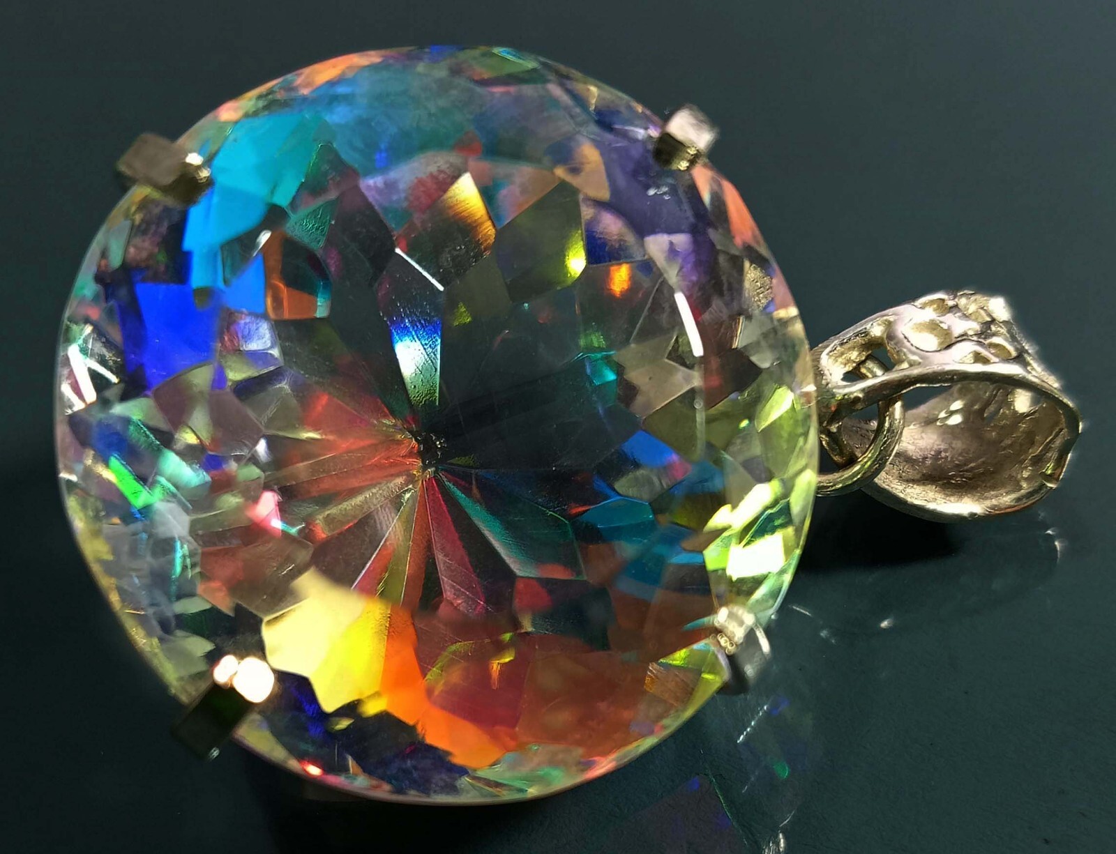 86.20 Ct Mystic Topaz Round Cut Pendant Natural Loose Gemstone Locket Certified