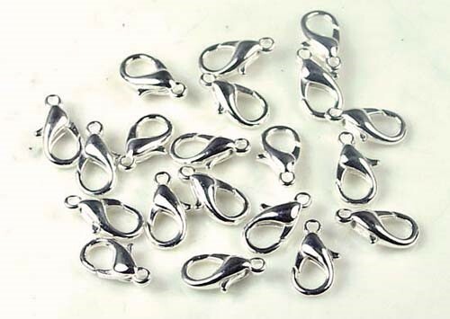 20 Silver Plated Pewter Lobster Claw Clasps 12x6mm
