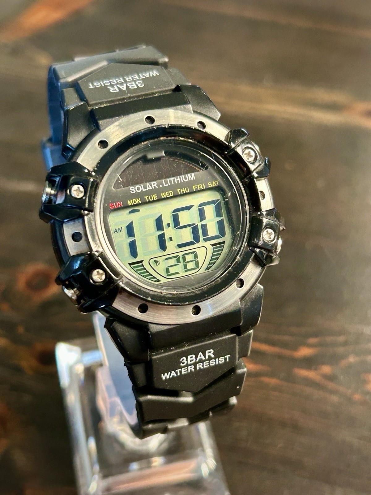TGHK AW 91-754 Solar Lithium Digital Sport Watch CR2032 3BAR Light