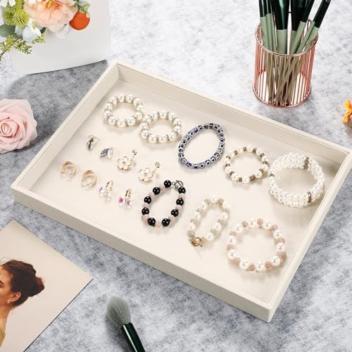 Stackable Jewelry Tray Jewelry Organizer Tray Showcase Display Empty 4 Beige