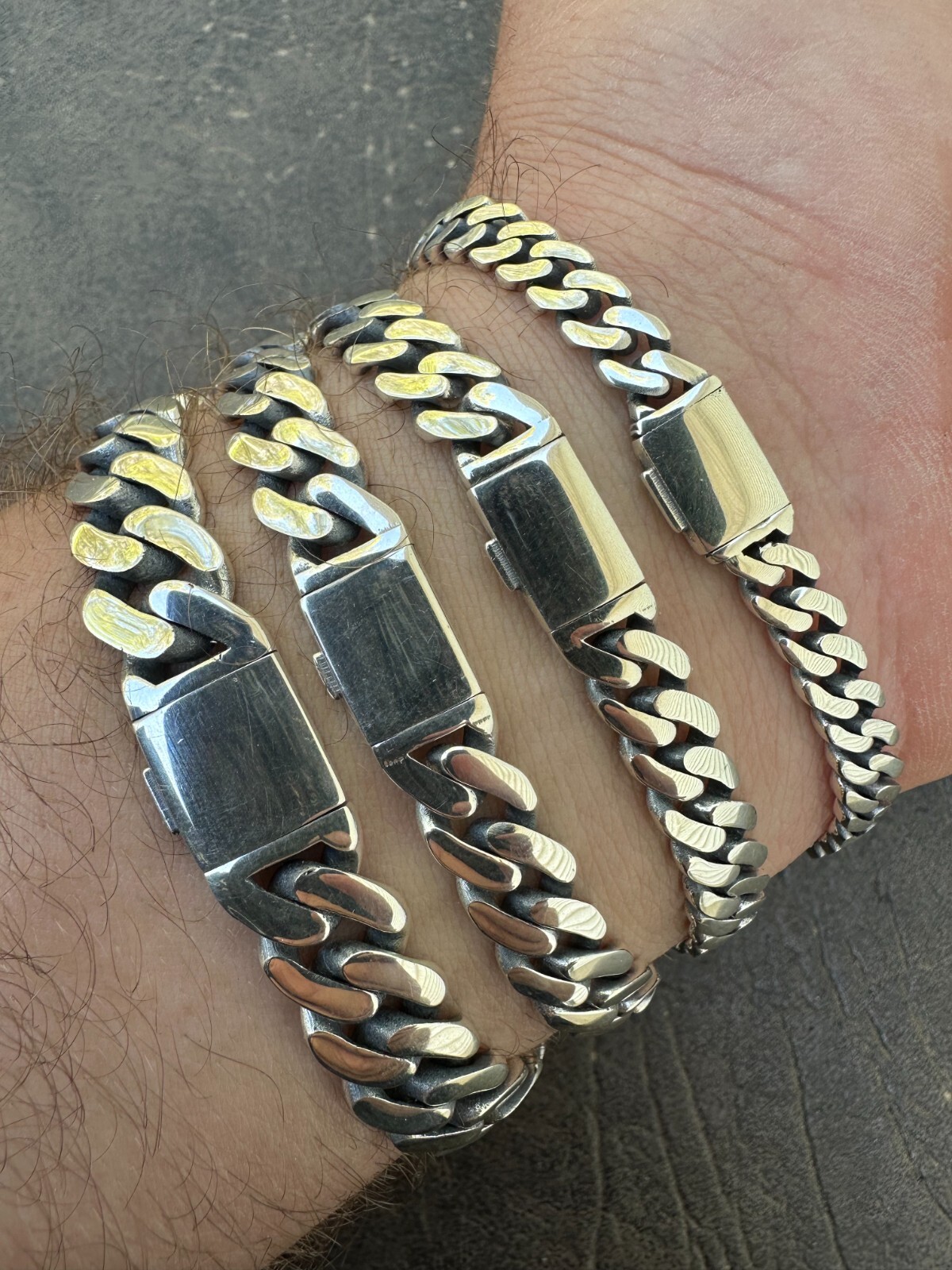 Miami Cuban Link Mens Chain Bracelet Real 925 Sterling Silver Sleek Clasp 6-12mm