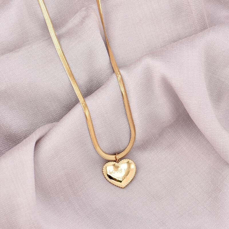 Women’s Fashion Jewelry Gold Heart Love You More Pendant Necklace 1-213