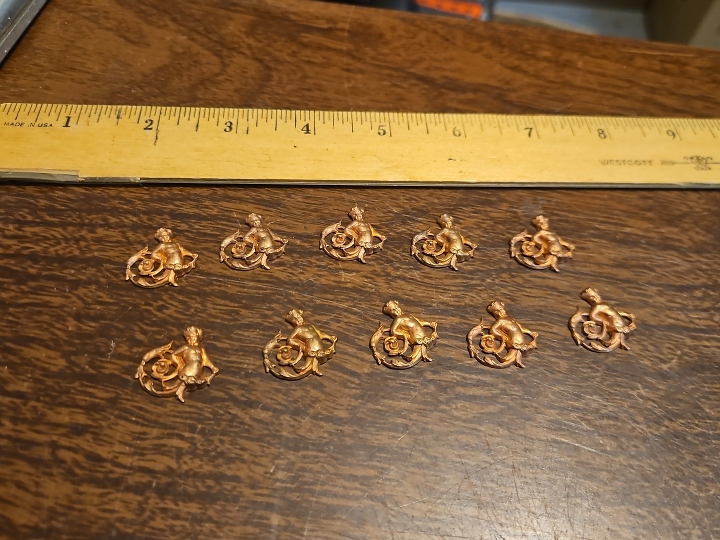 Lot Of 10 Male Mermaid France Vintage 60s Brass Stampings Findings Jewelry