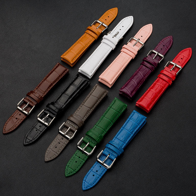 Alligator Grain Leather Watch Band Strap Pin Buckle Watch Accessories 10-24mm