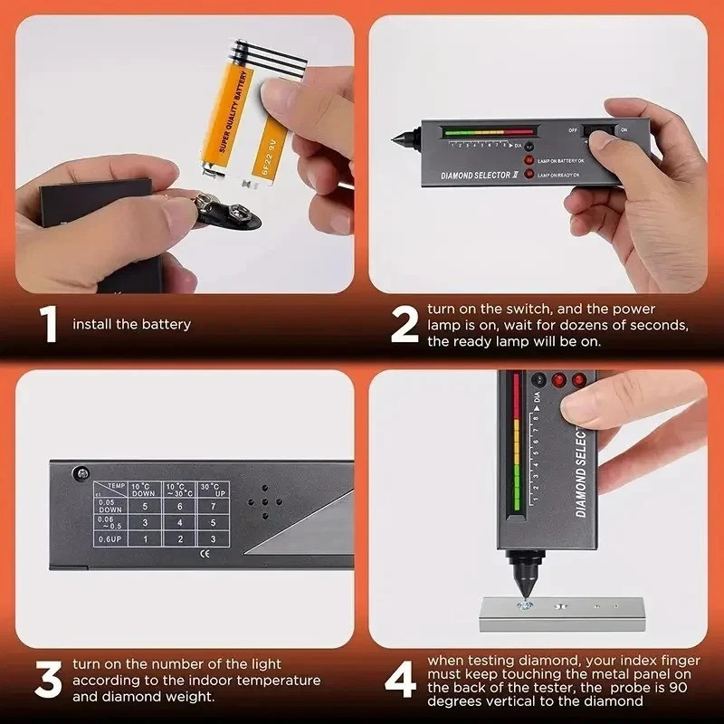 Diamond Tester Portable Gem Selector Gemstone Jeweler Tool Testing Kit Pen