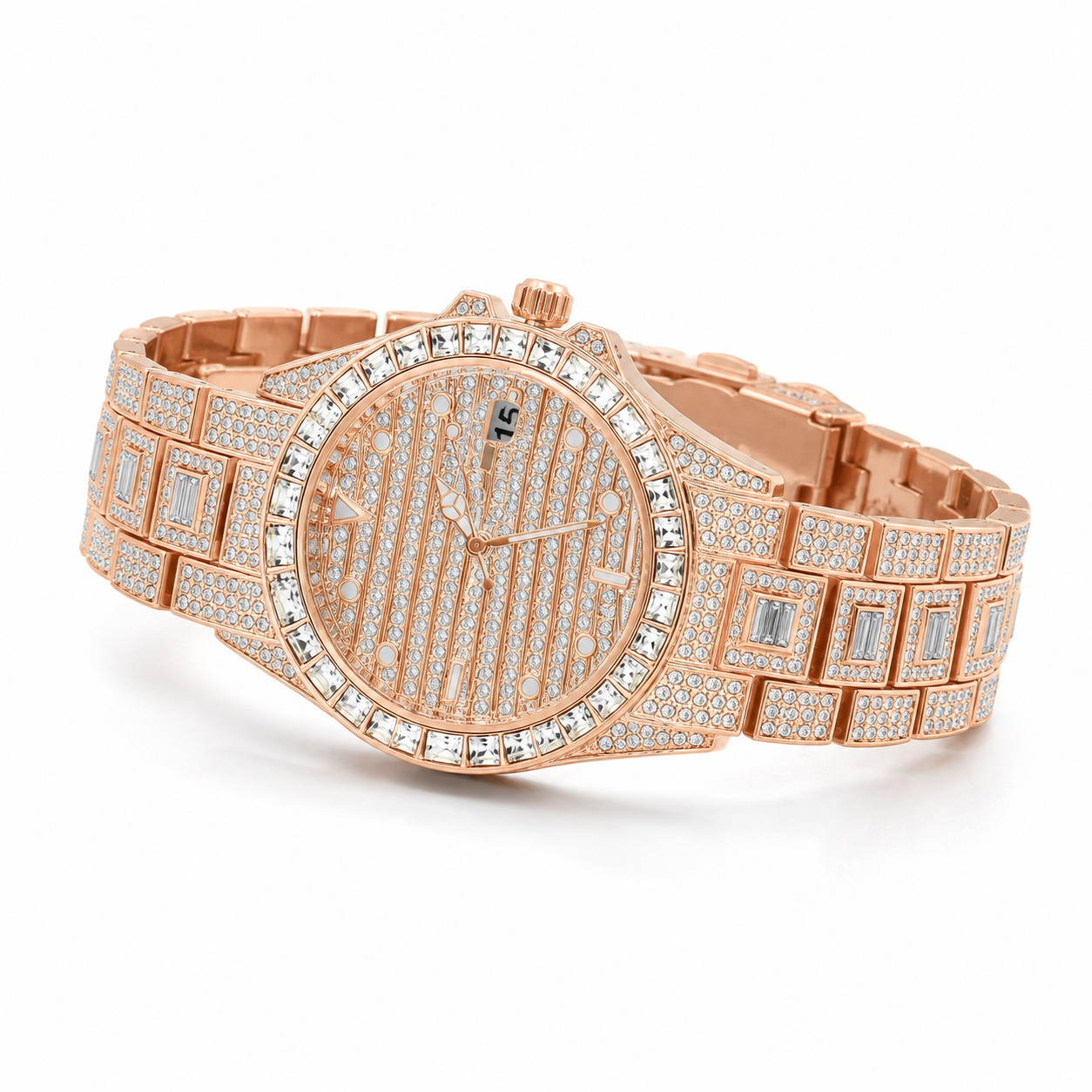 Exquisito Hip Hop Bling Metal Watch with Crystal Bezel