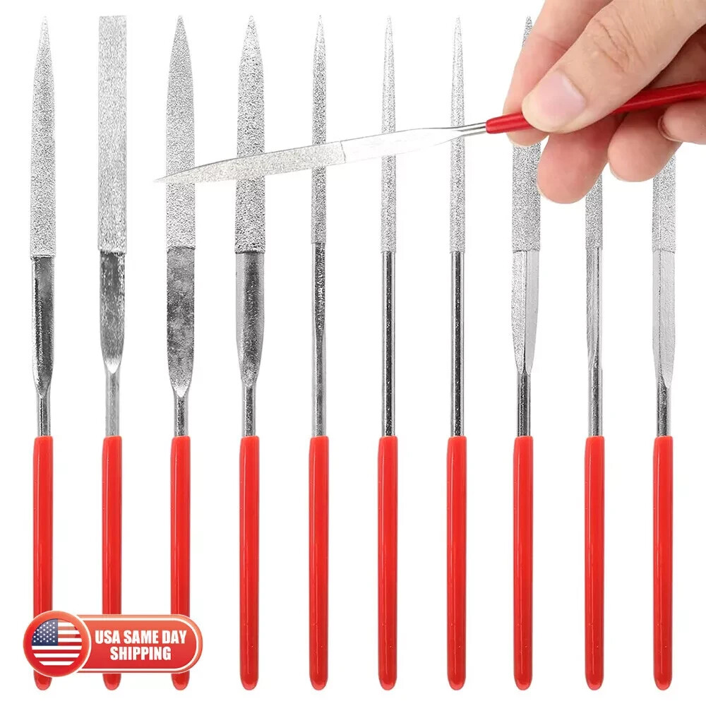 10 Piece Titanium Plated Diamond Needle Files – Gold & Silver Jewelry Tool Set