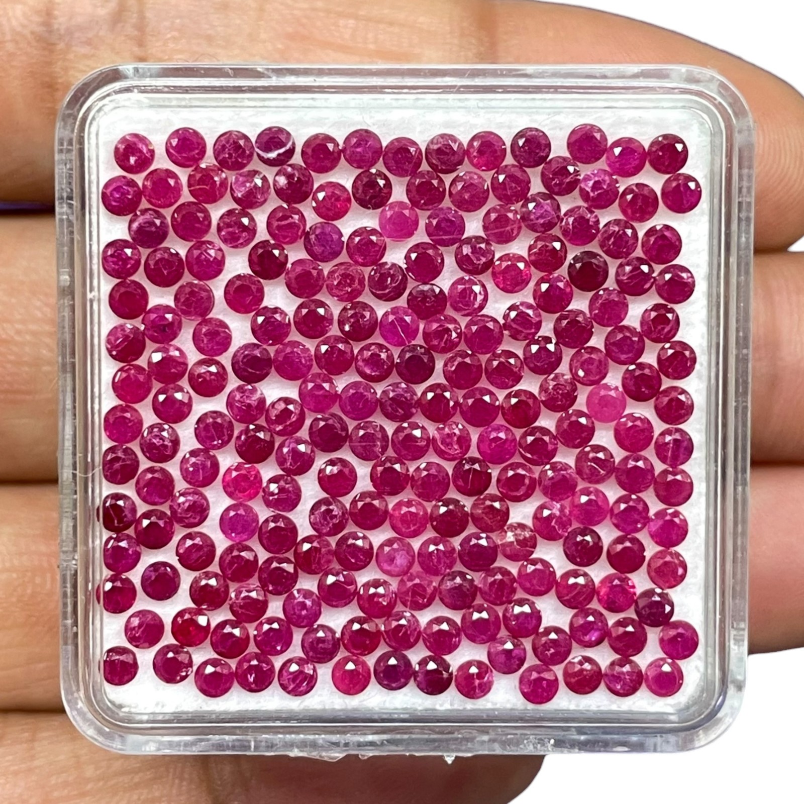 50 Pcs Natural Ruby 1.8mm Round Diamond Cut Vibrant Red Loose Gemstones Lot