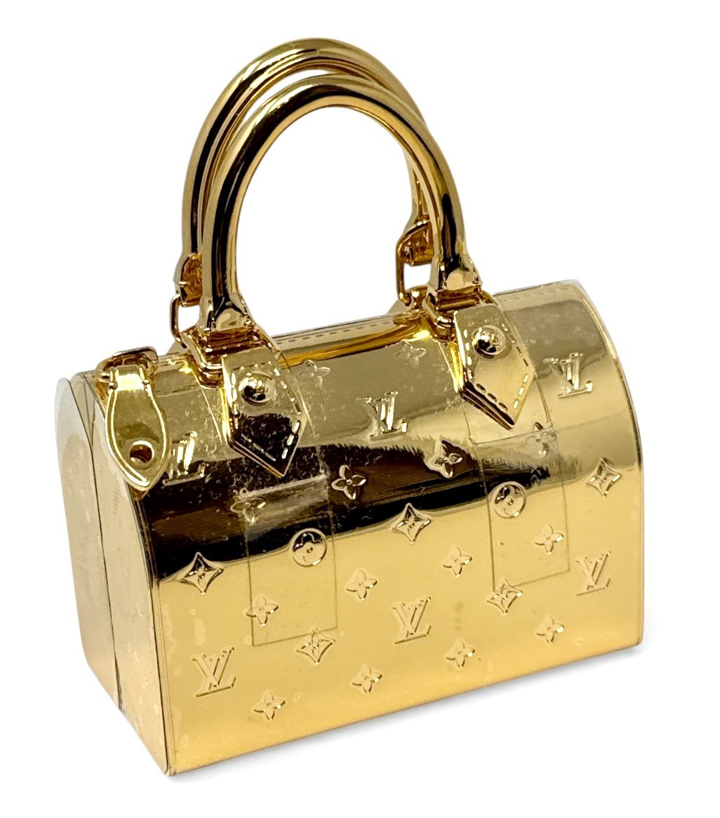 LOUIS VUITTON RARE MICRO LV LOGO PRINT METAL SPEEDY BAG