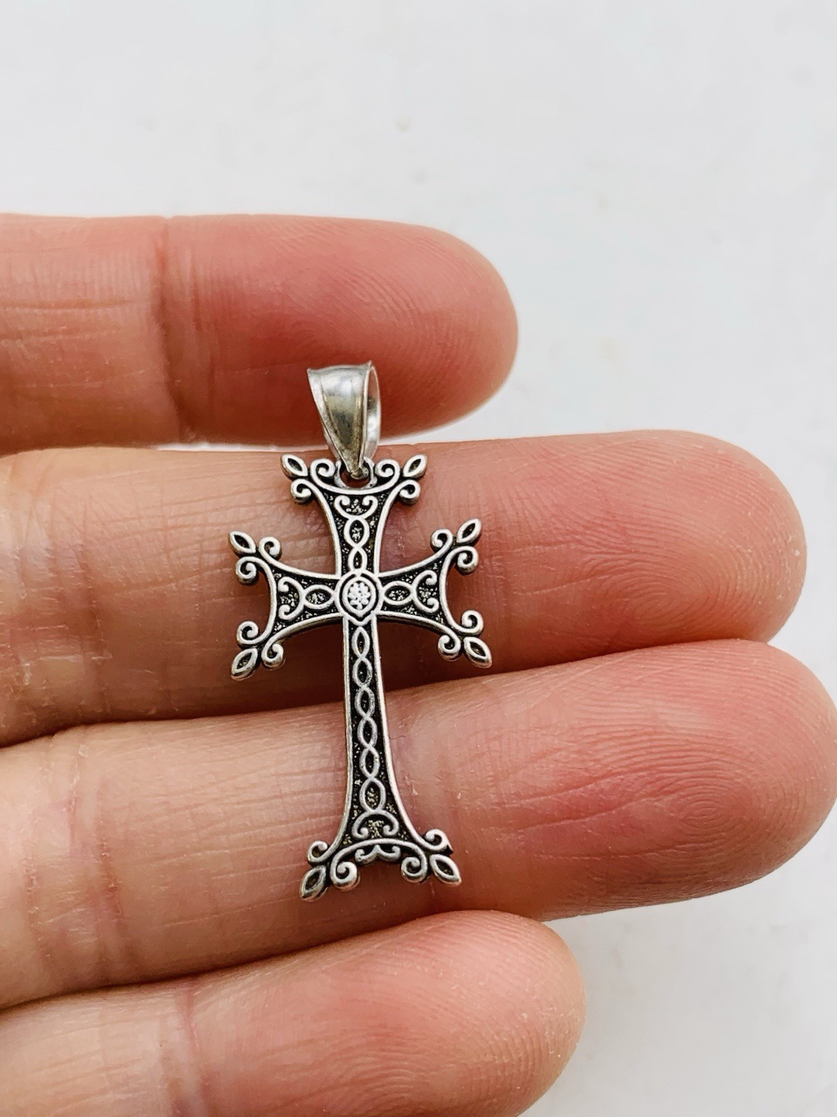 Vintage Sterling Silver 925 Religious Armenian Khachkar Cross Apostolic Charm