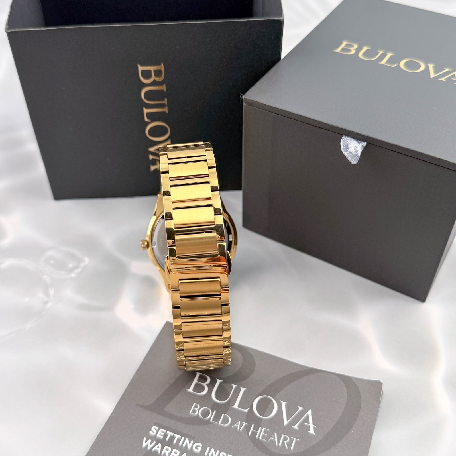 Bulova 97A183 Men’s Modern Millennia Gold-Tone Black Dial Bracelet Watch 41mm