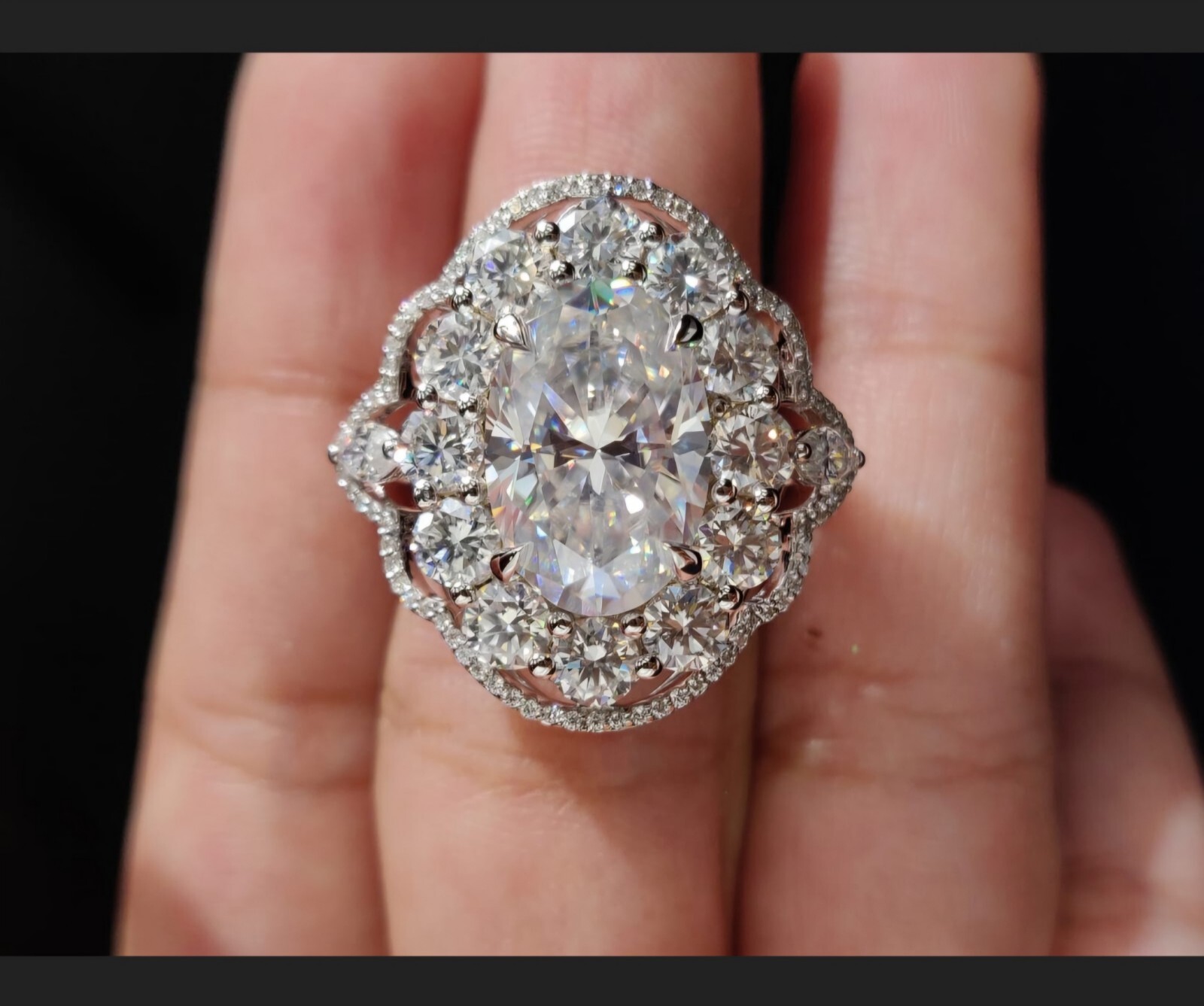6 Ct Center Stone Moissanite engagement ring- size 9- 18k white gold – Vintage