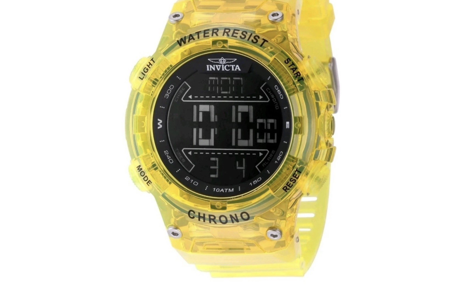 Invicta Racing Burnout Digital Watch – 52mm, Transparent, Yellow – Brand New