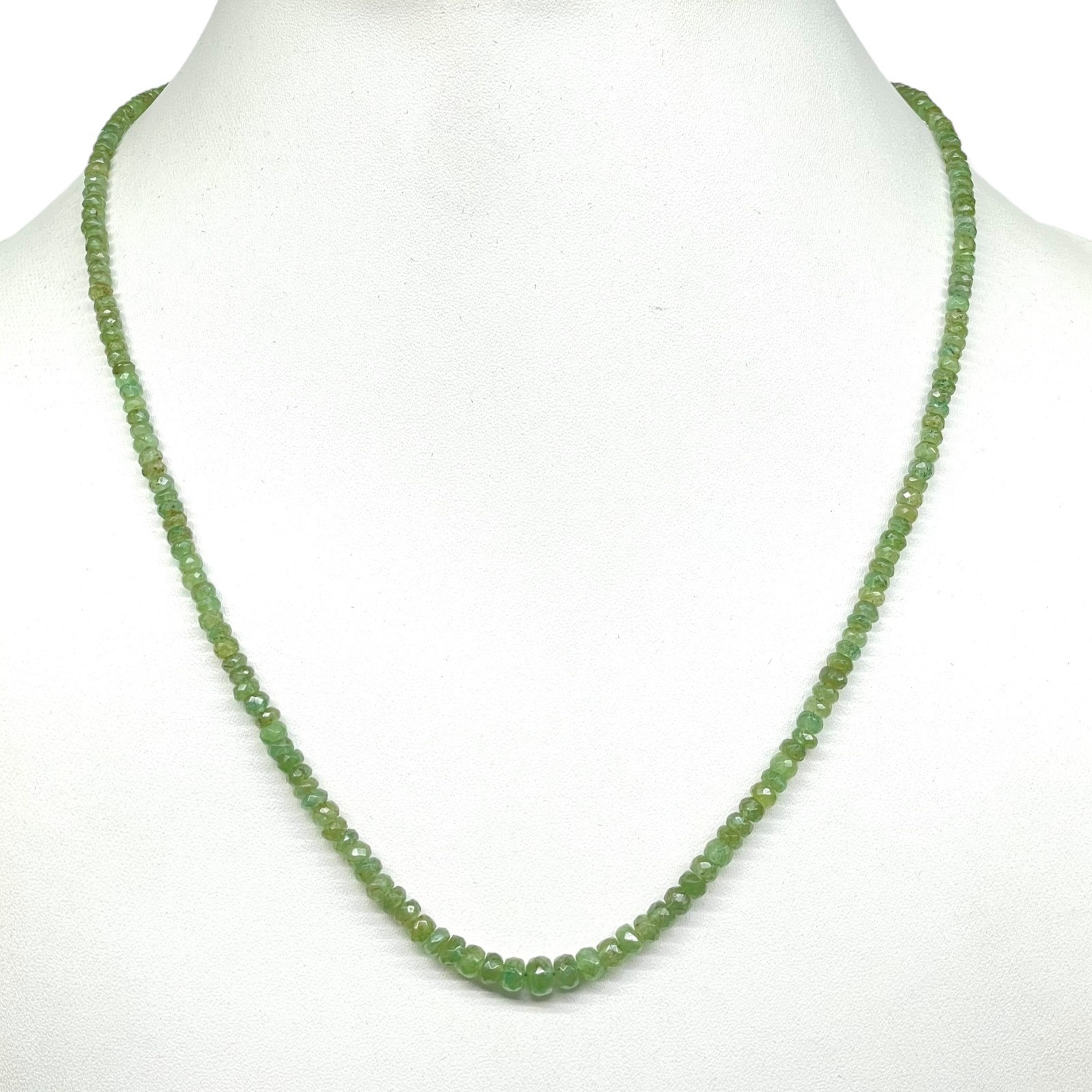Single Strand Natural Zambian Emerald Necklace Faceted Beads 925 Clasp 18 Inch