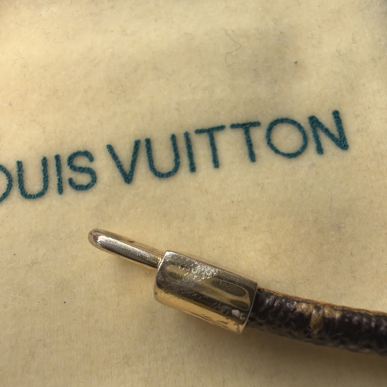 Louis Vuitton Golden Lock Charm Leather Bracelet With Dust Bag PreOwned 7.5 in
