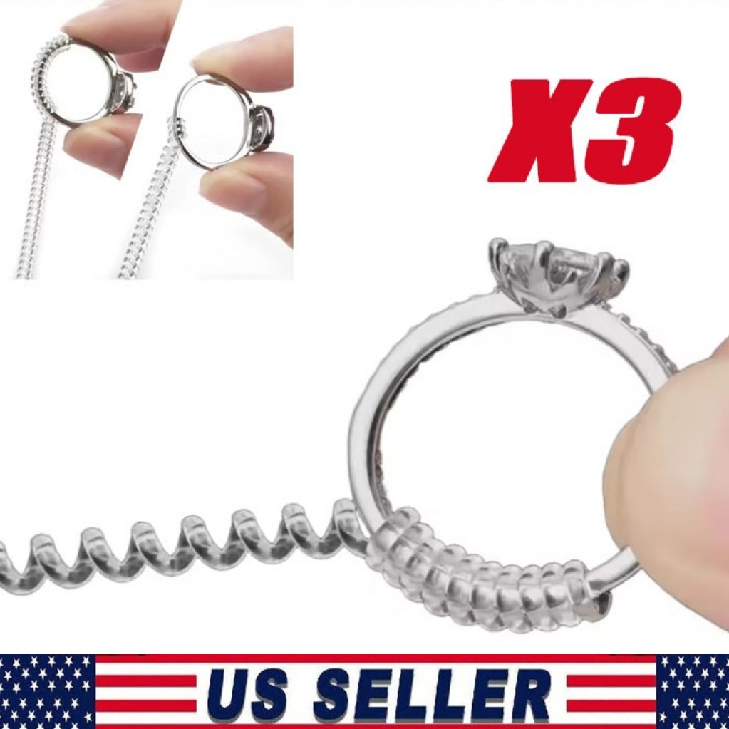 3PCS Ring Size Adjuster Invisible Clear Ring Sizer Jewelry Fit Reducer Guard US