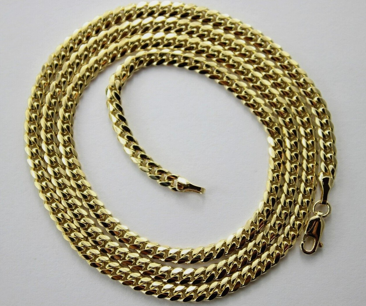 10K SOLID YELLOW GOLD 4mm Width MIAMI CUBAN LINK CHAIN Necklace Length 20″ – 30″
