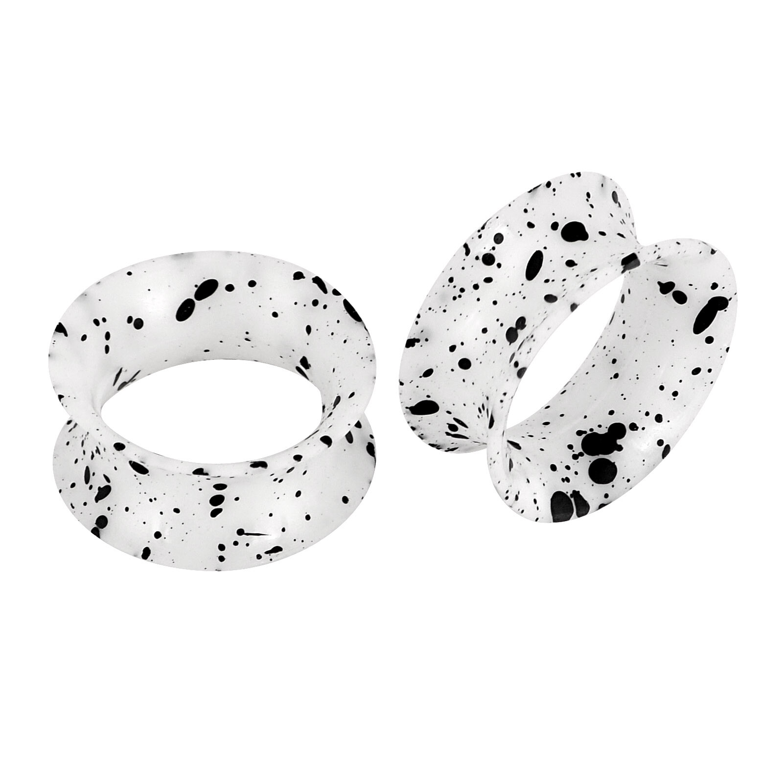 2Pcs Hollow Silicone Black Spots Ear Gauges Plugs Tunnels Expander Body Piercing