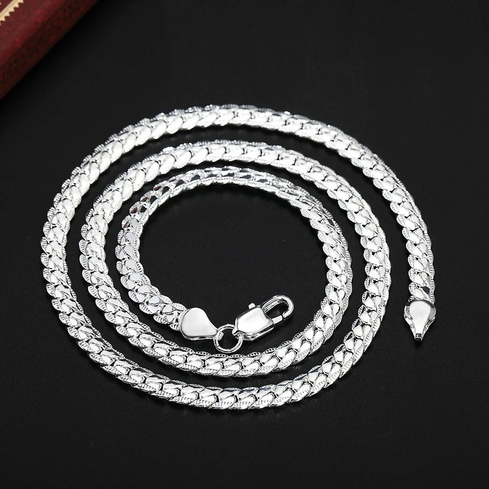 925 Sterling Solid Silver Chain Necklace Jewelry for Women Men Fashion Gift
