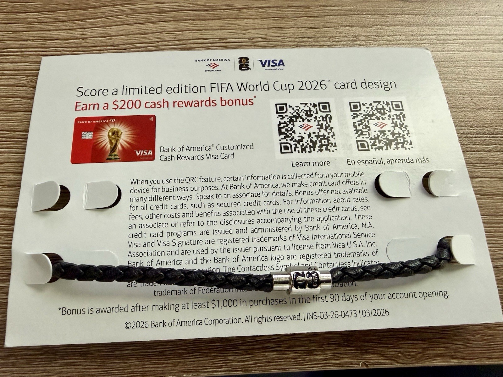 South Africa (RSA) Bank of America FIFA World Cup Charm Bracelet