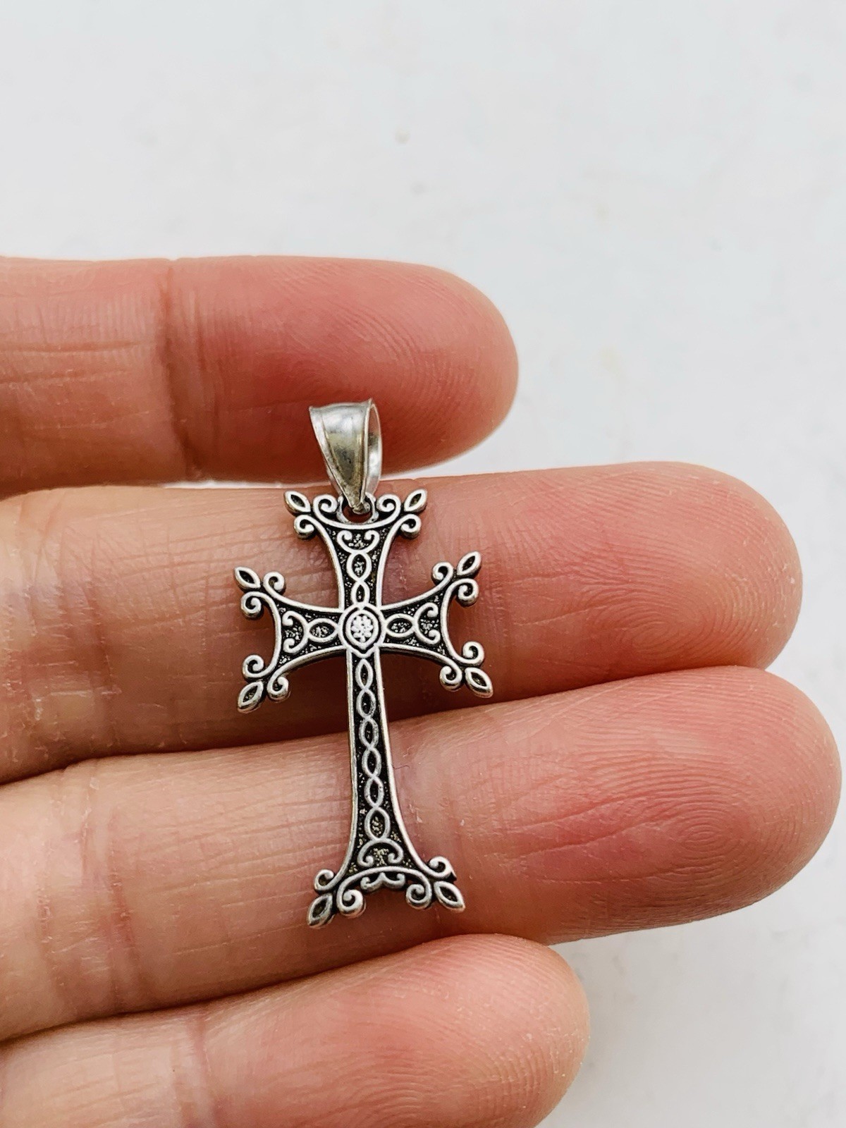 Vintage Sterling Silver 925 Religious Armenian Khachkar Cross Apostolic Charm