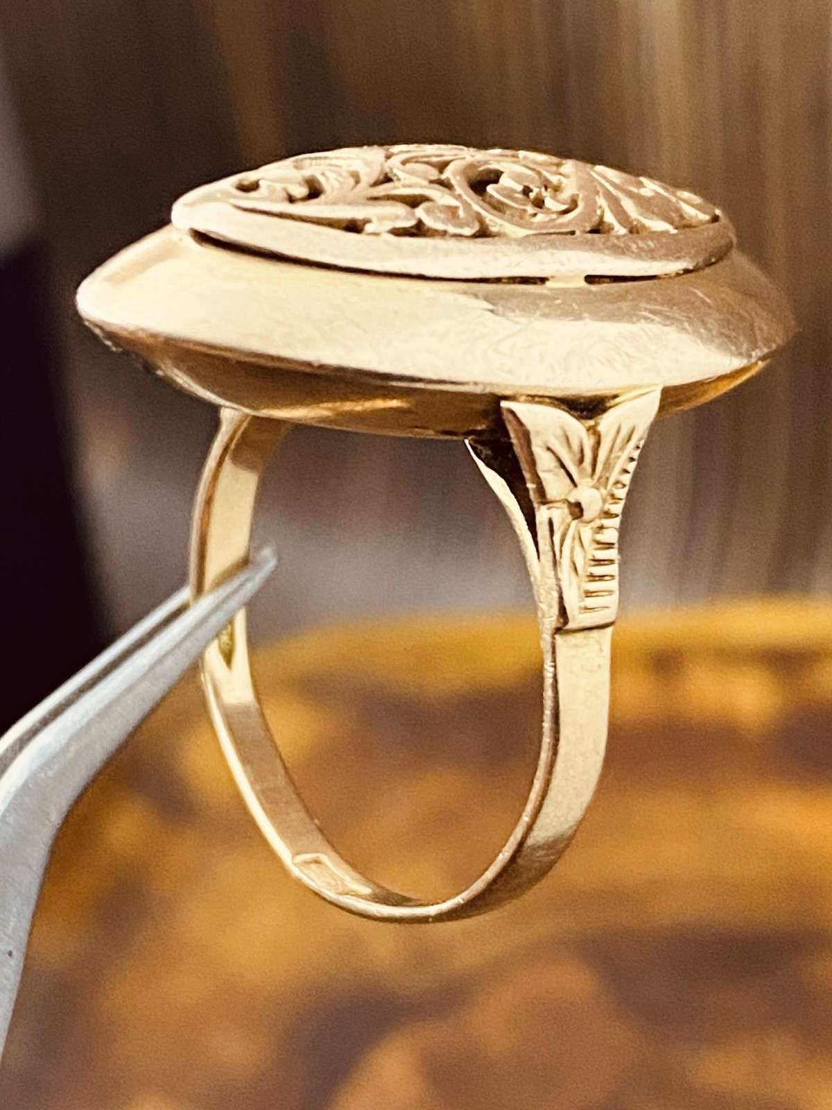 USSR Vintage Original Solid Rose Gold Ring 583 14K 1980th #7948