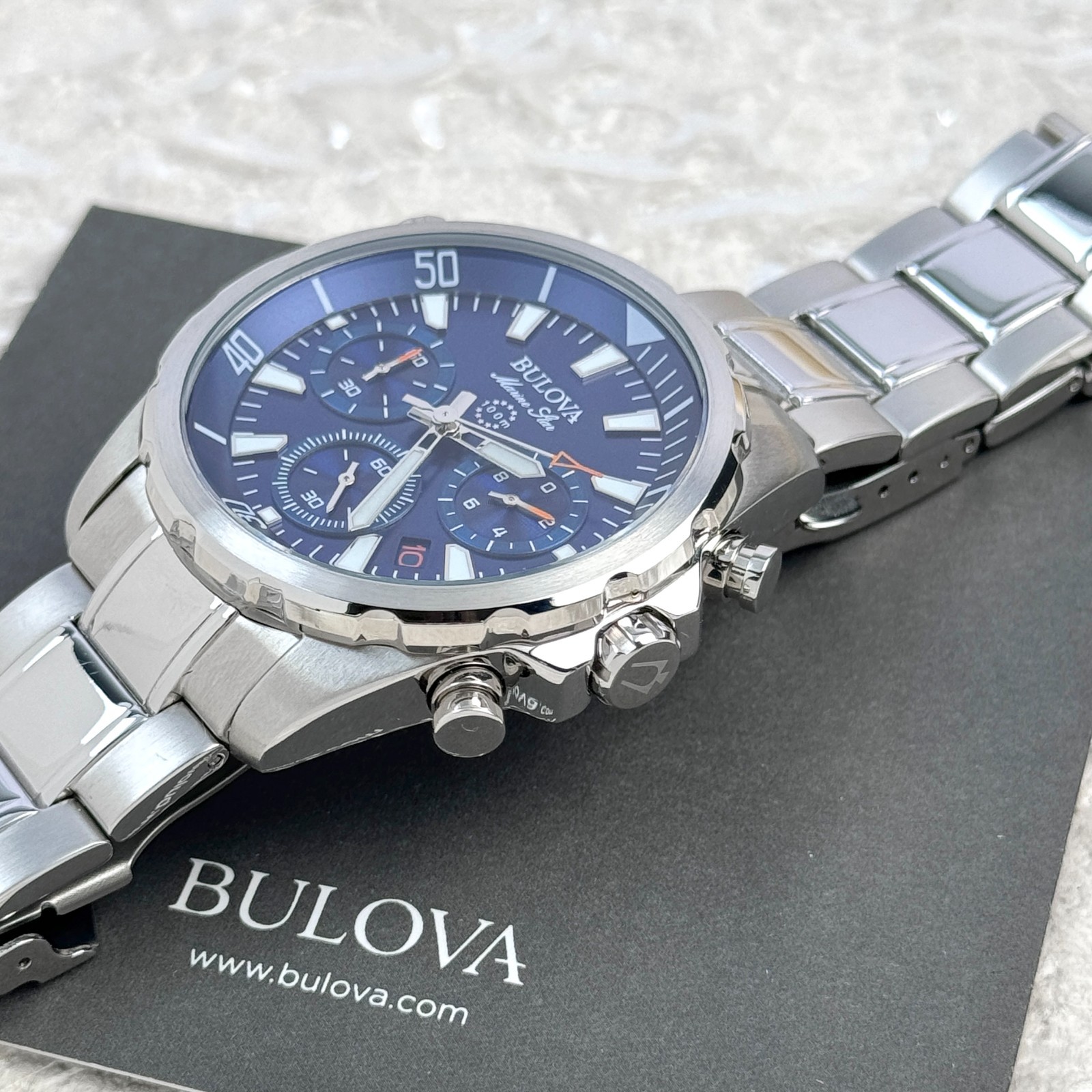 Bulova Marine Star Blue Dial Stainless Steel Chronograph Men’s Watch 96B256