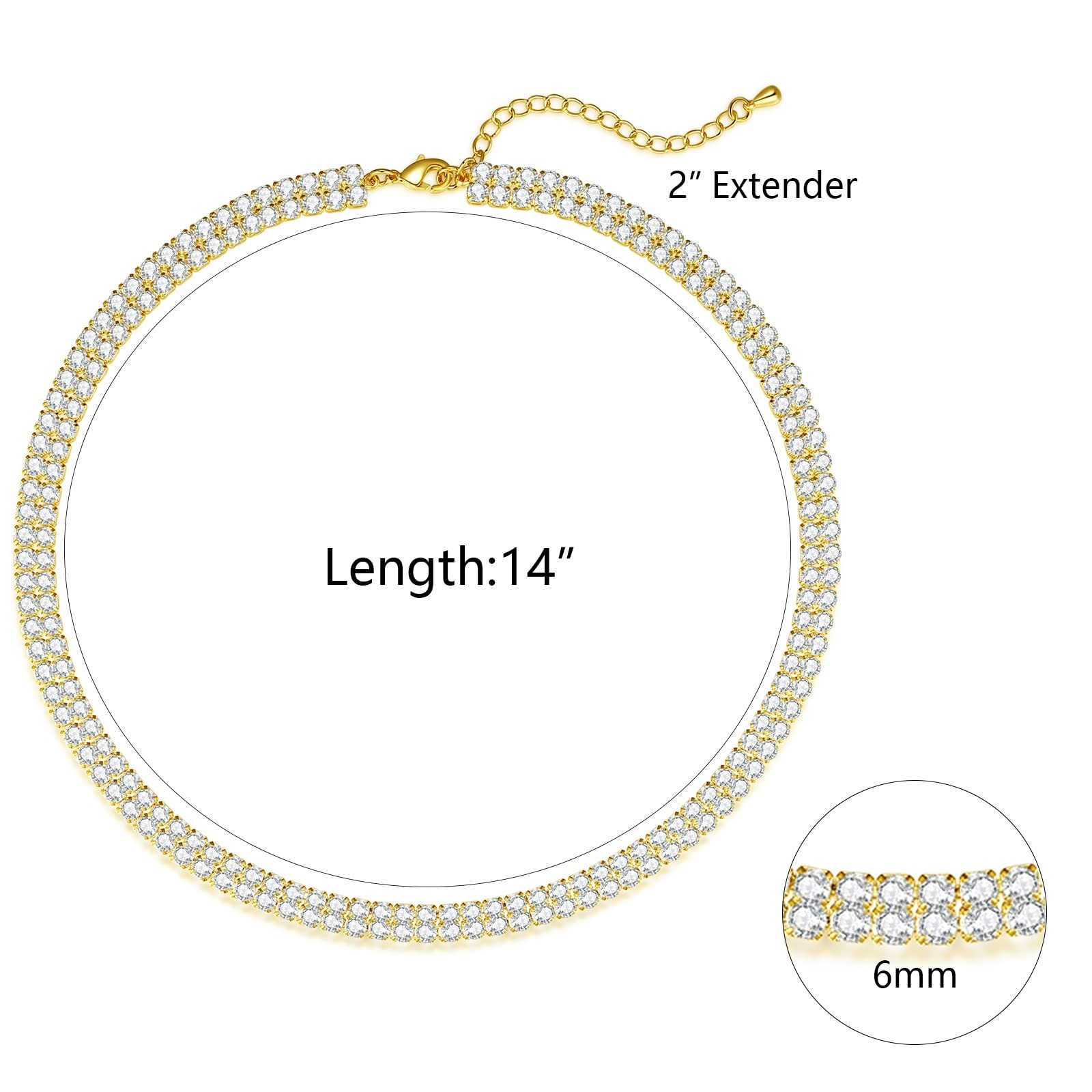 Dainty Butterfly Choker Necklace 14K Gold Plated Rhinestone Zirconia Chain 3mm