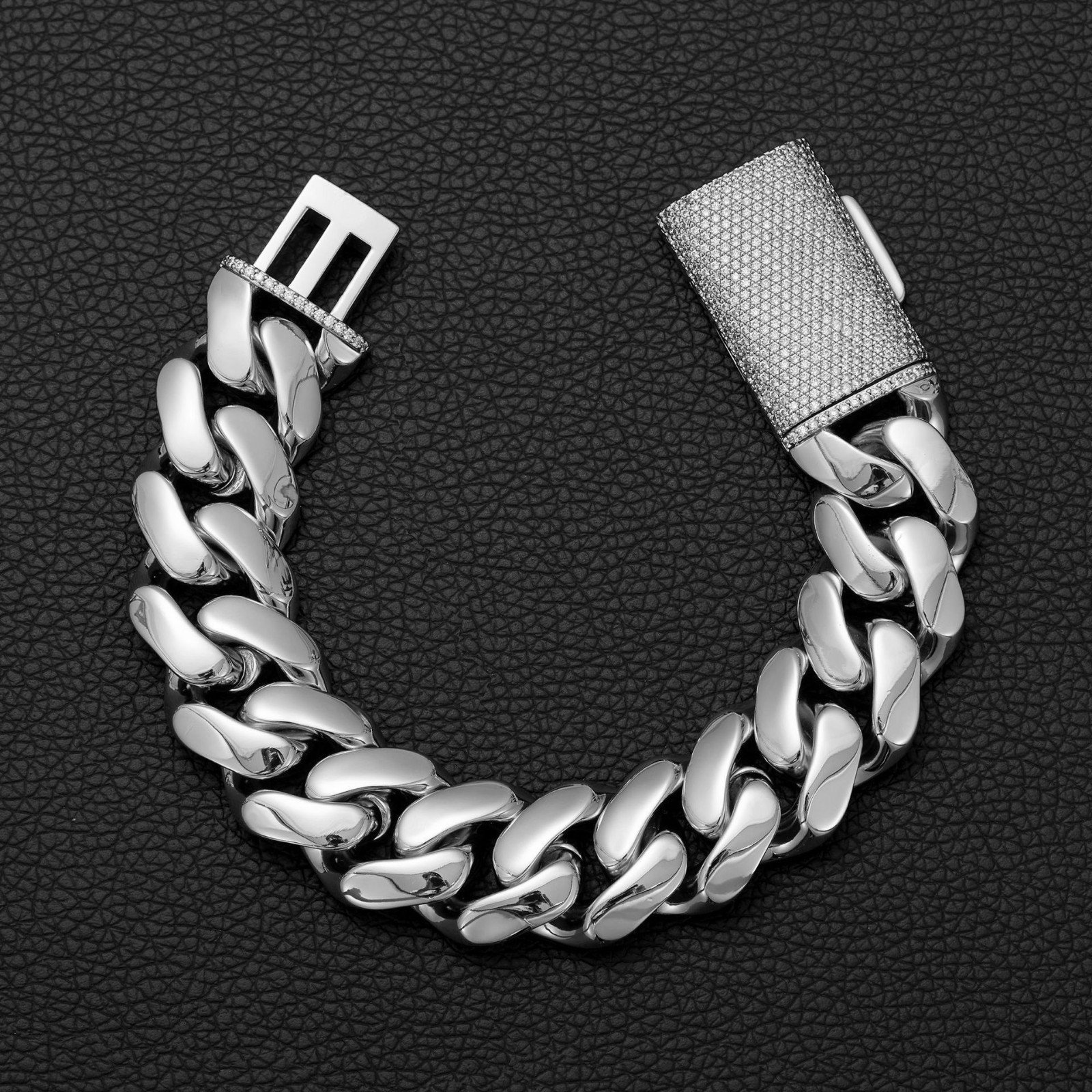 8-22MM Stainless Steel Miami Hip Hop Cuban Chain Necklace Bracelet CZ Clasp