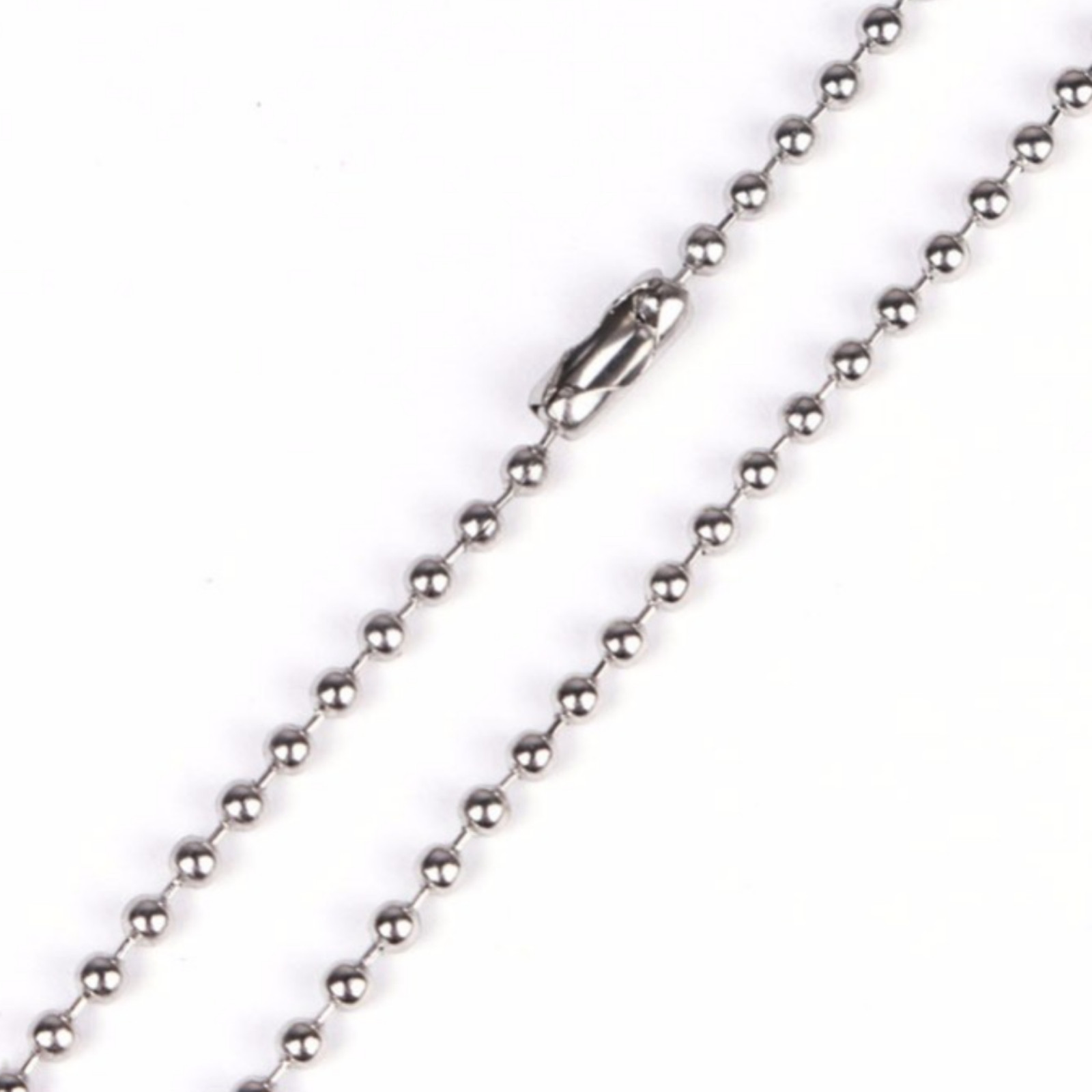 Italian 1mm Beaded Chain Necklace Sterling Silver