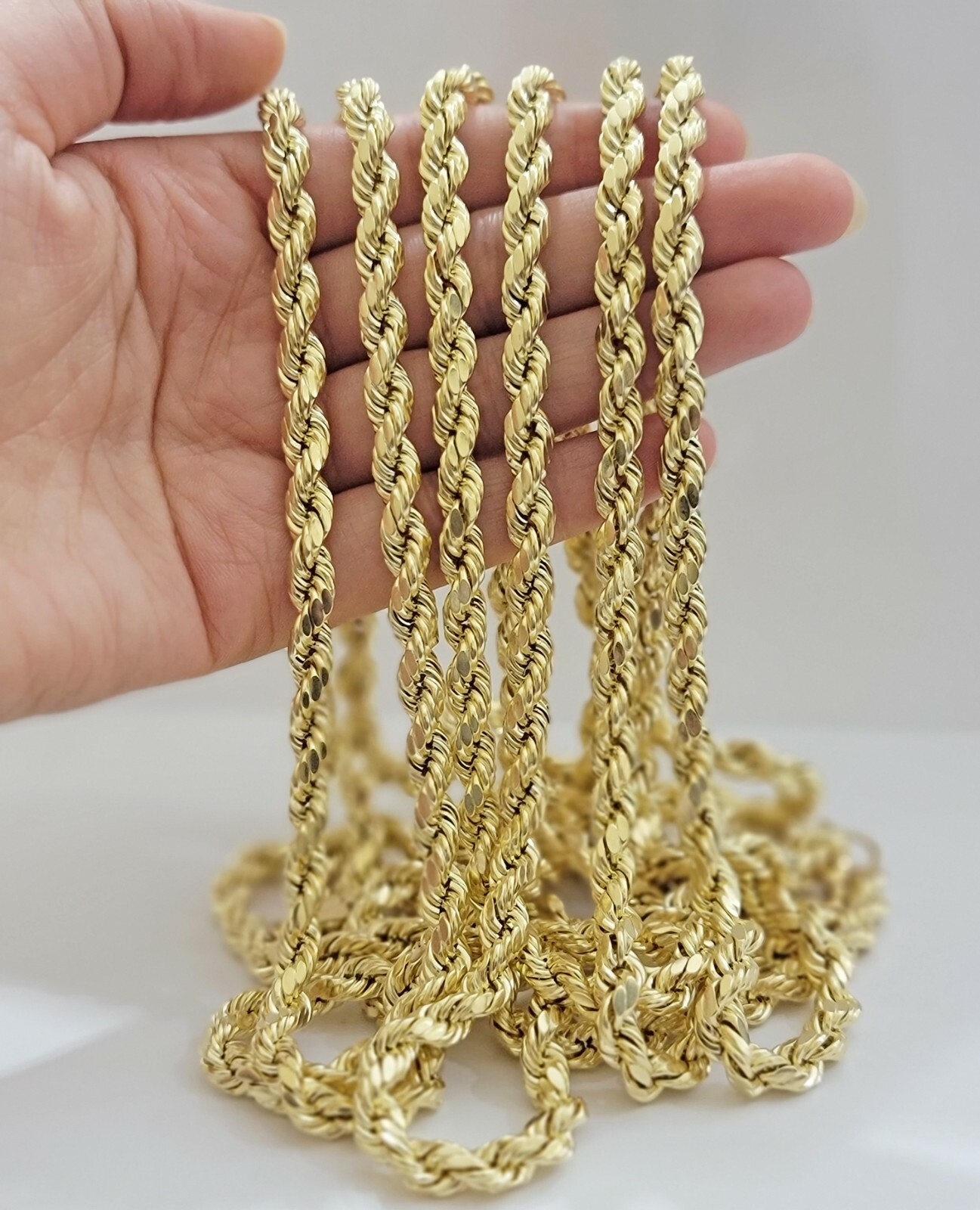 10k Yellow Gold Rope Chain Necklace 18″-30″ Men Women 4mm-10mm Real Gold Sale