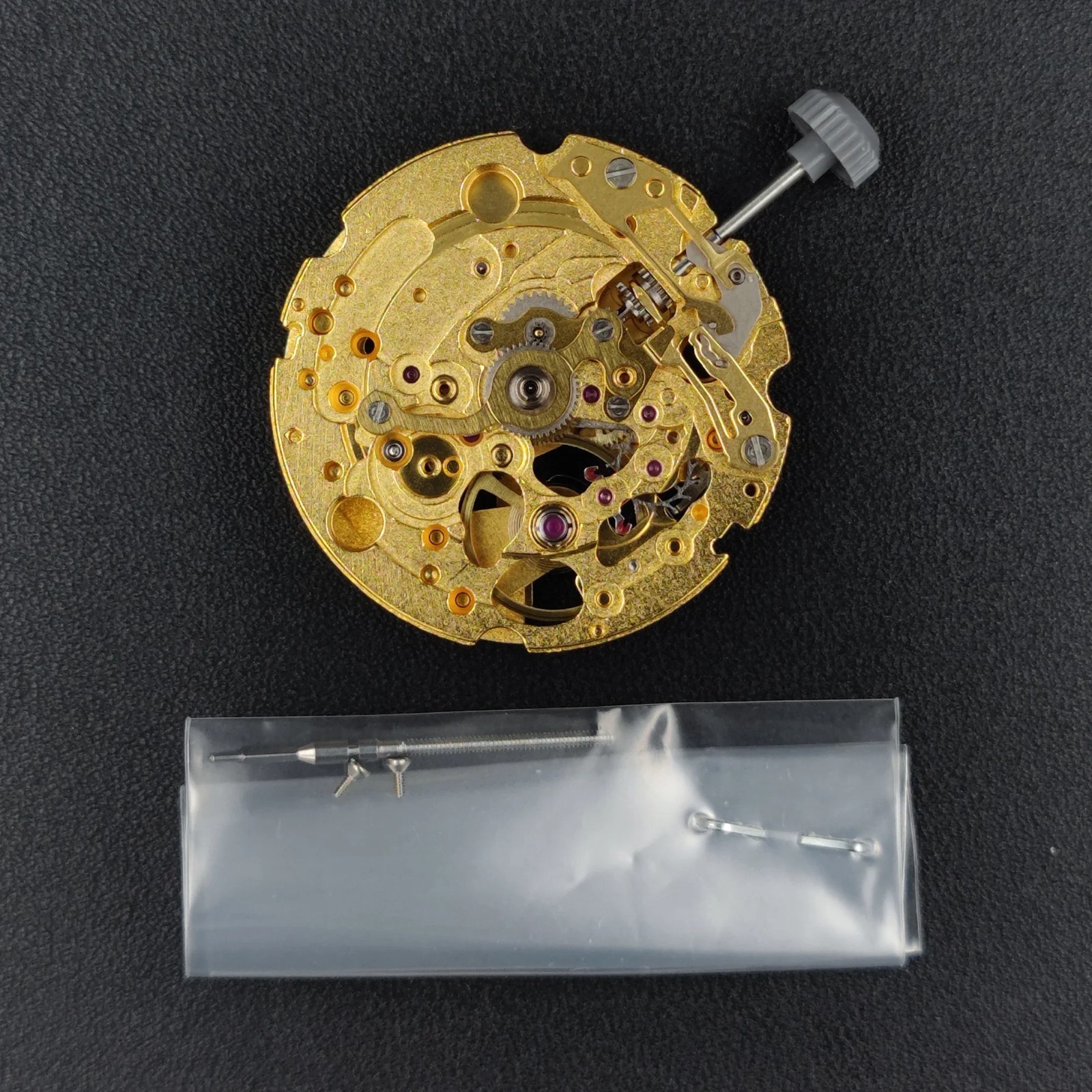 Genuine Japan Miyota 82S0 Automatic Movement Skeleton 21 Jewels Gold Silver Stem