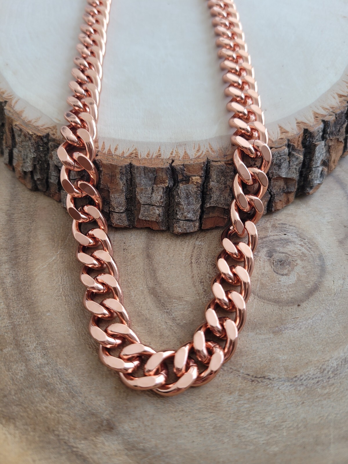 Pure Solid Copper Cuban Chain Necklace Curb Link Rider Arthritis 24″ Necklace