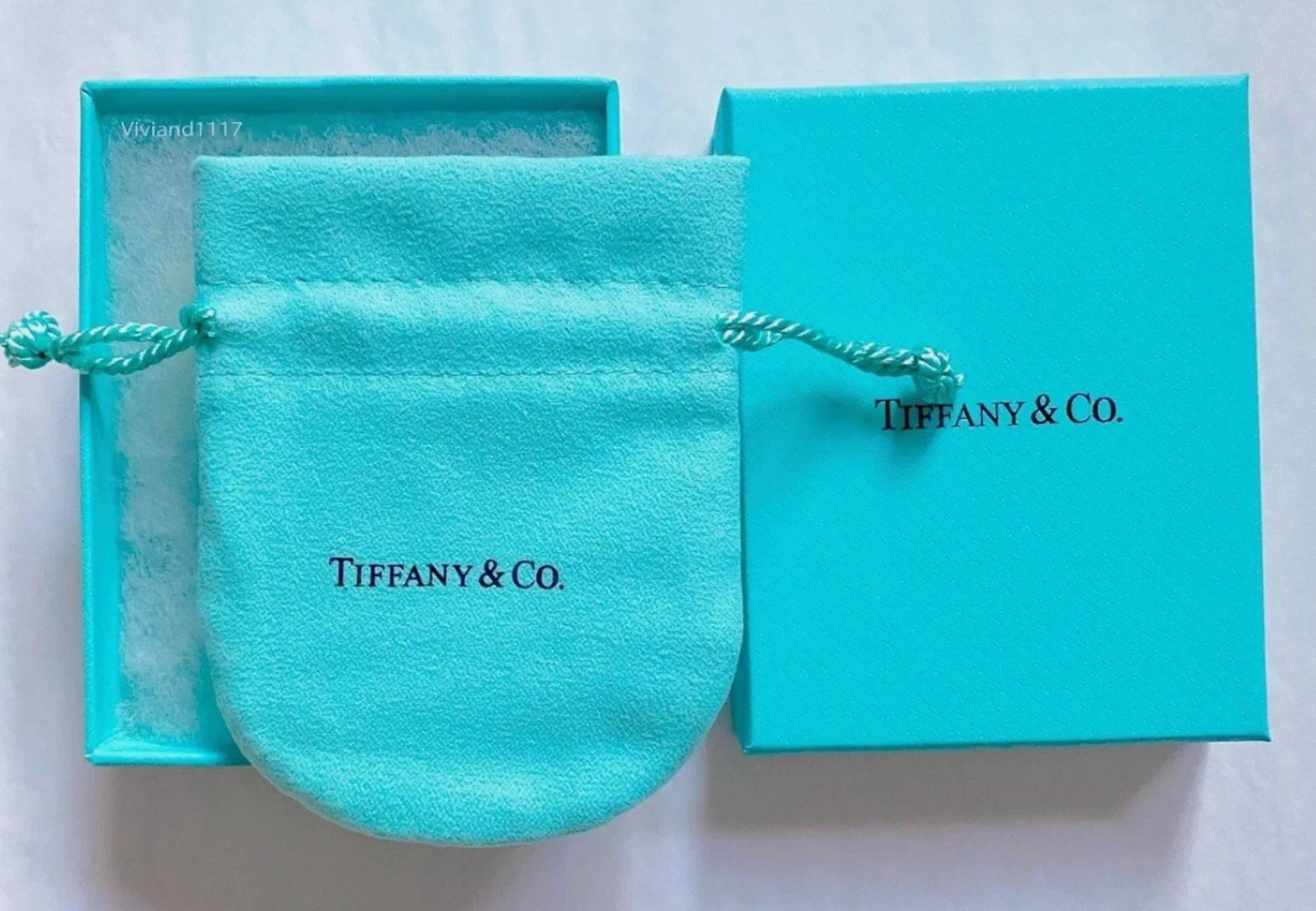 Tiffany & Co Empty 3.75″ x 3″ x 1.5″ Blue Gift Box/Travel Pouch 2pc set