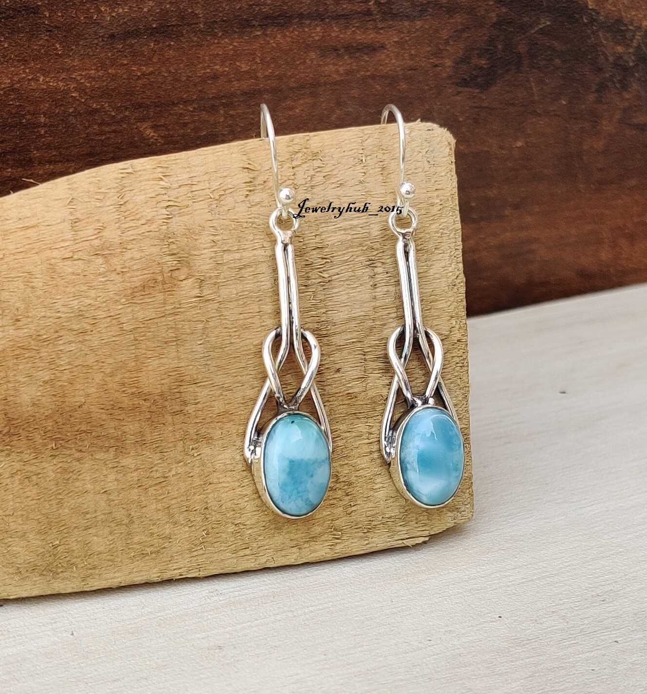 Natural Larimar Gemstone Earring 925 Sterling Silver Amazing Gift Jewelry MO2180