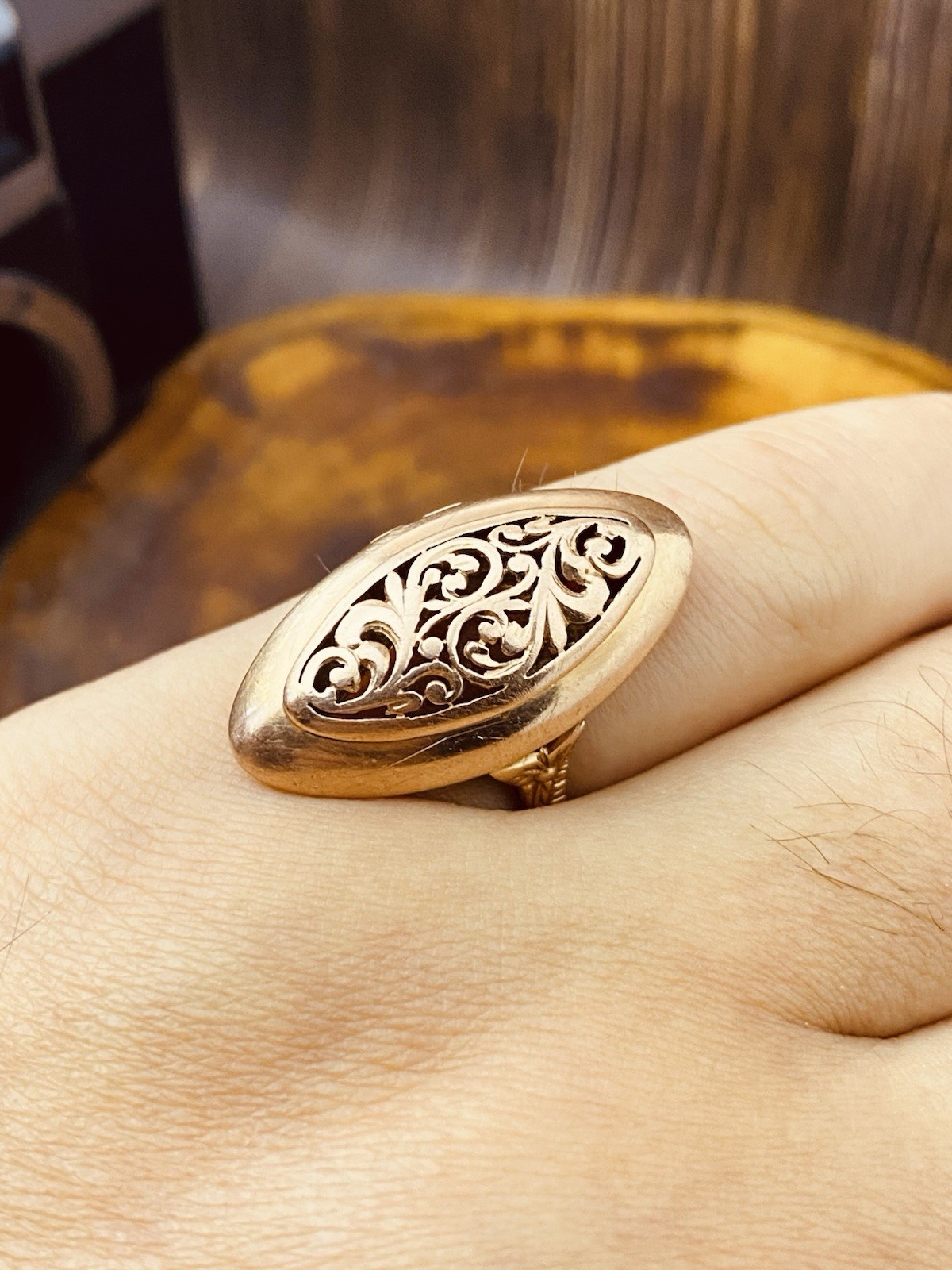 USSR Vintage Original Solid Rose Gold Ring 583 14K 1980th #7948