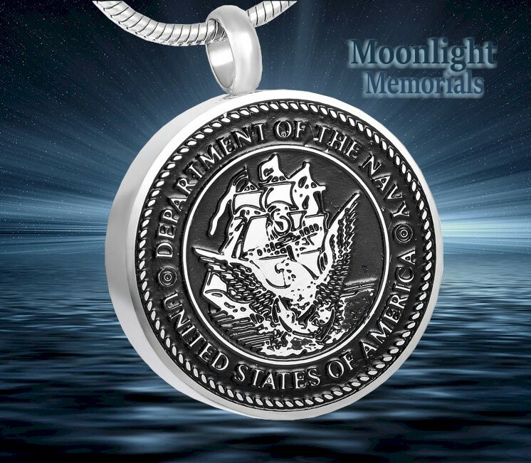 New United States Navy Cremation Urn Keepsake Ashes Memorial Necklace