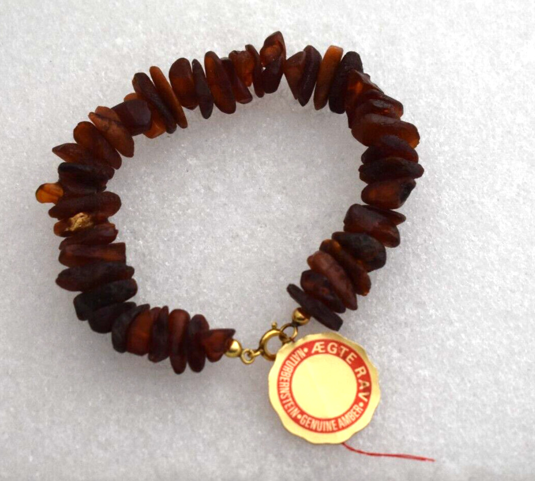 Copenhagen Denmark Naturbernstein Genuine Amber Raw Bead Bracelet GTE RAV