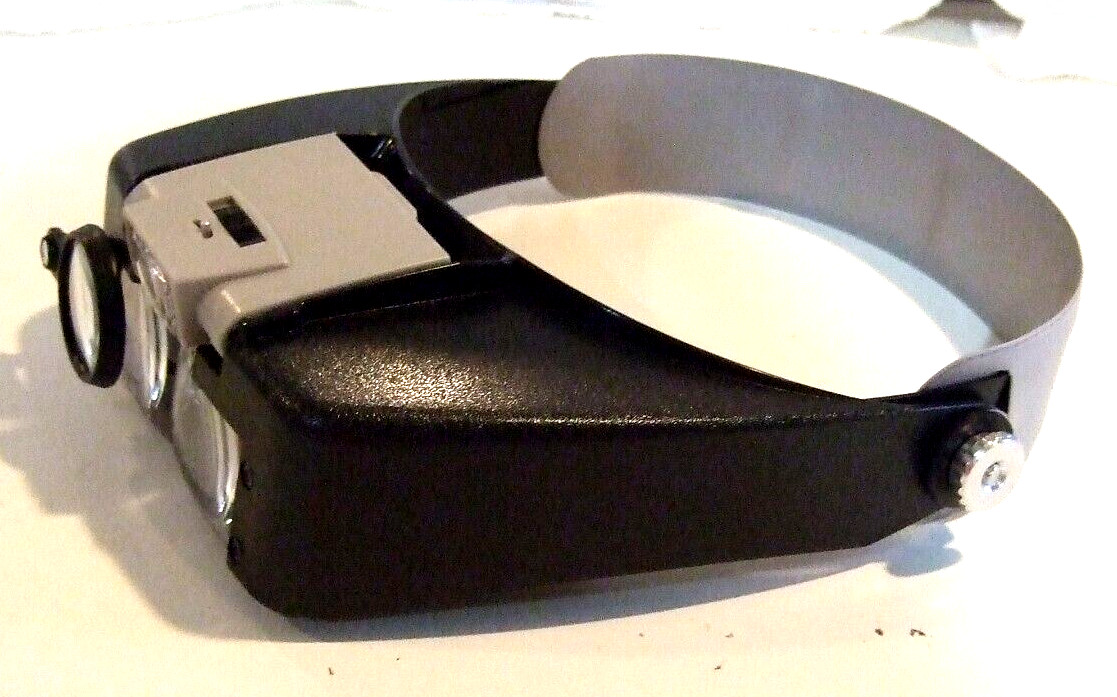 Jewelers Headband Magnifier LED Illuminated Visor Magnifying Glasses Loupe – NIB