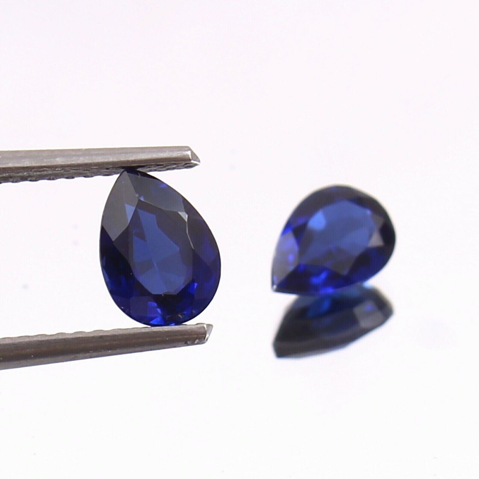 Natural Ceylon Cornflower Blue Sapphire Loose Pear Gemstone Cut Pair 7.5×5 MM