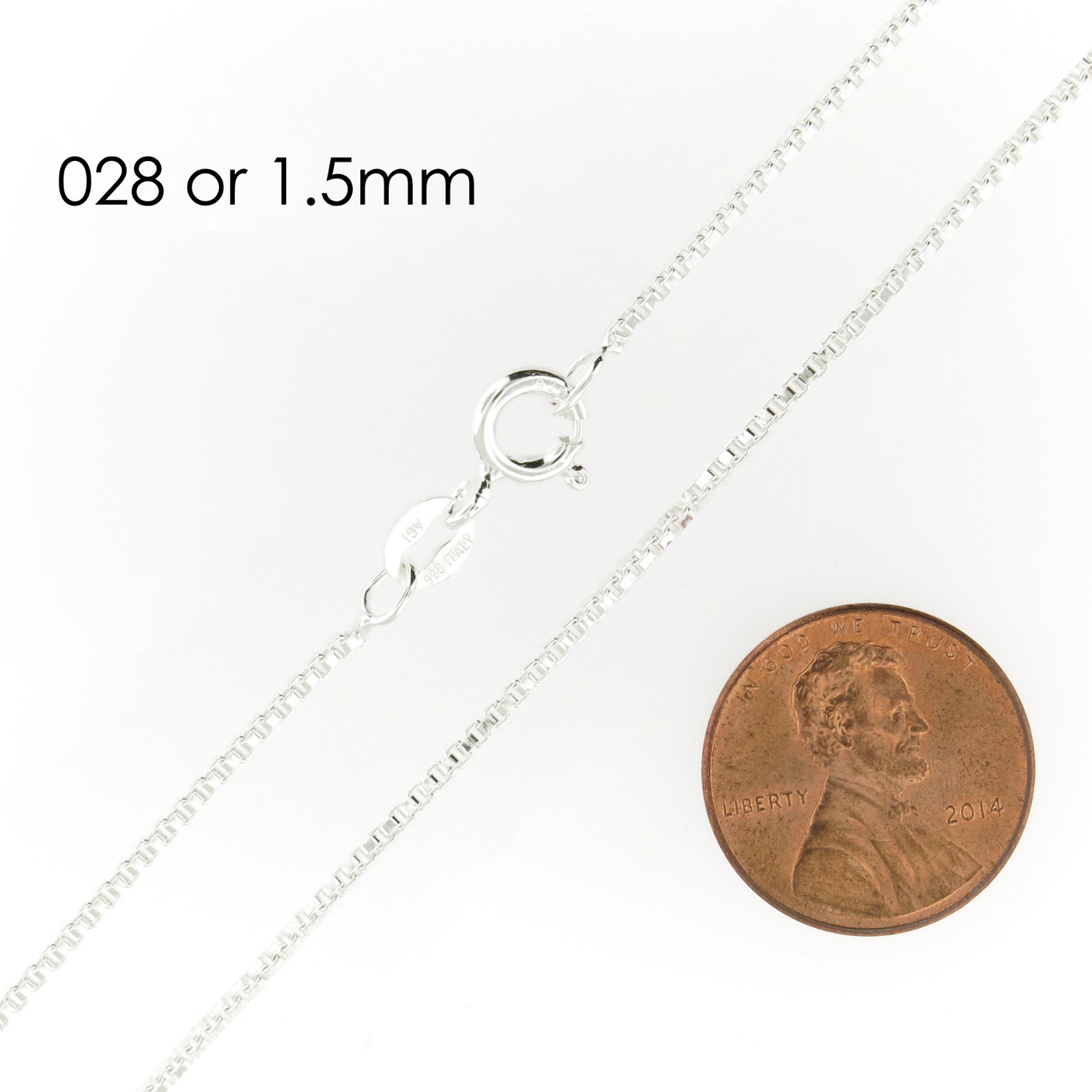 925 Sterling Silver BOX Chain Necklace All Sizes Stamped .925 Italy