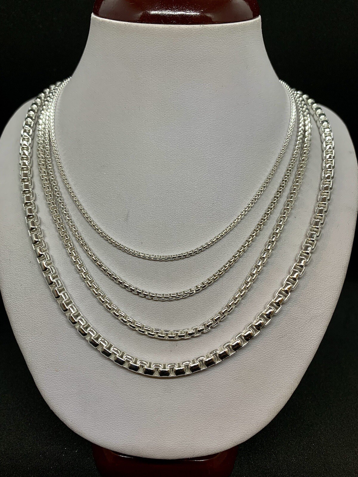 Round Box 925 Sterling Silver Solid Chain Necklace 2mm-5mm avialable in 16″-30″