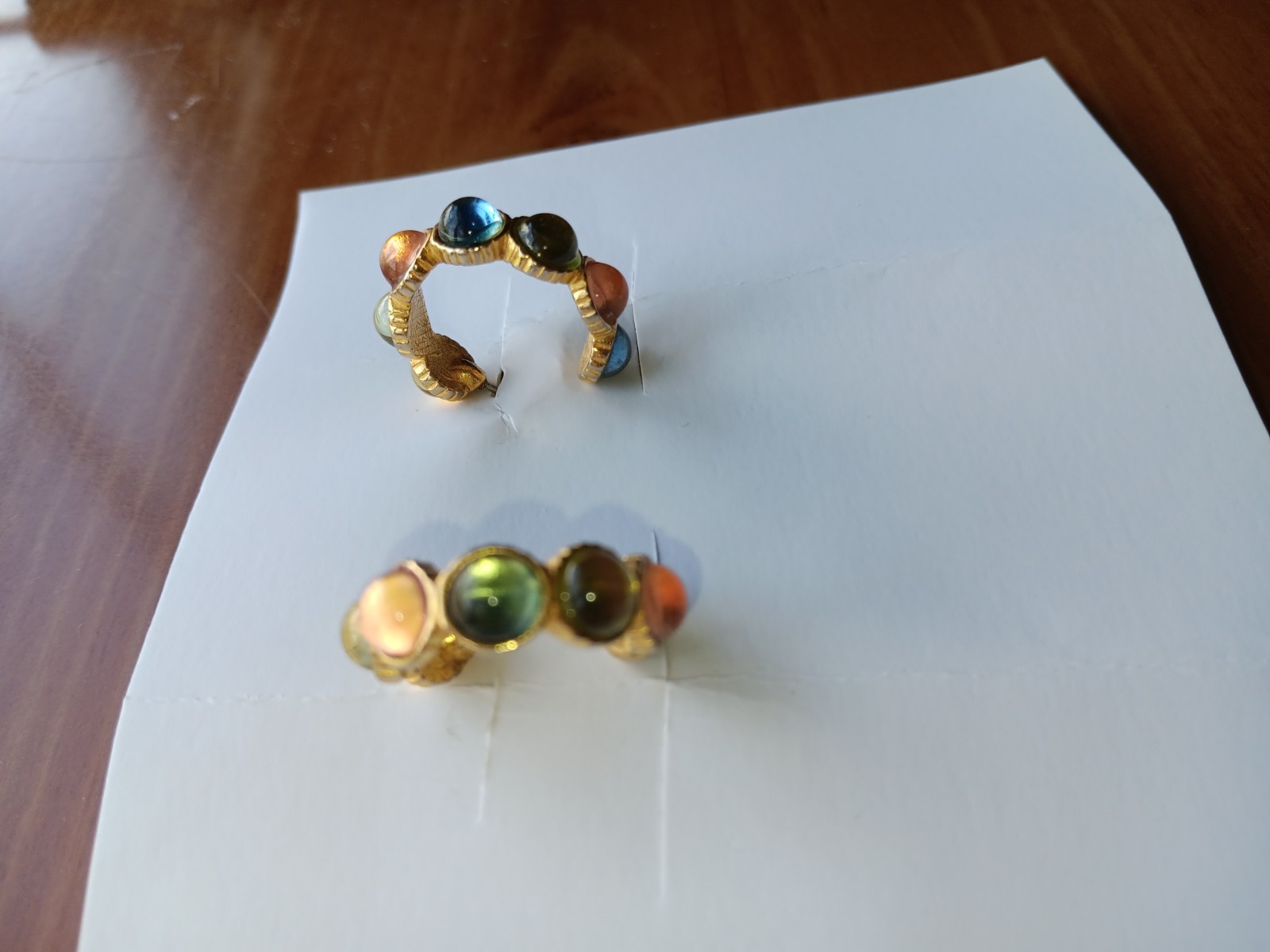 Stud Hoop Earrings With Multicolor Gemstones