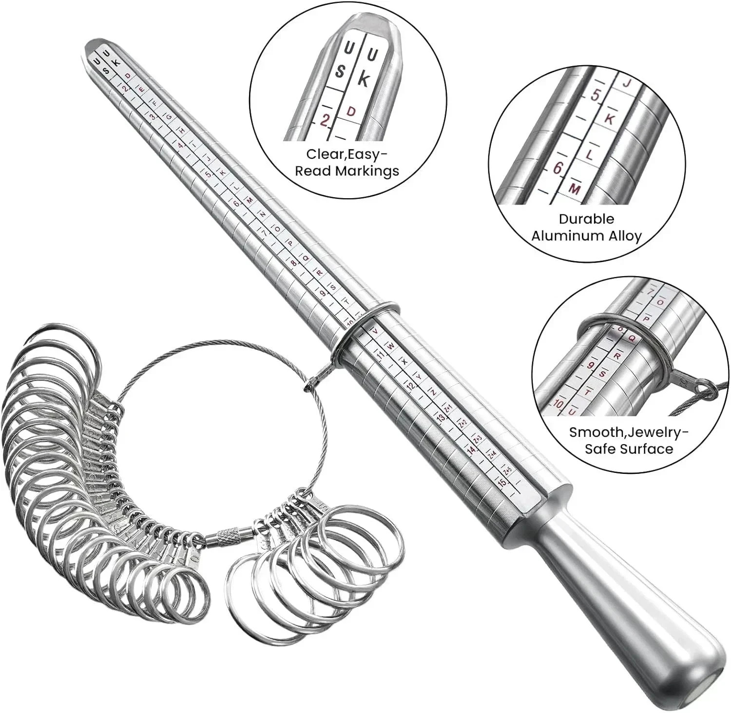 4PCS Ring Sizer 1-17 REIDEA Measuring Jewelry Sizing Tool, Reusable Finger Sizes