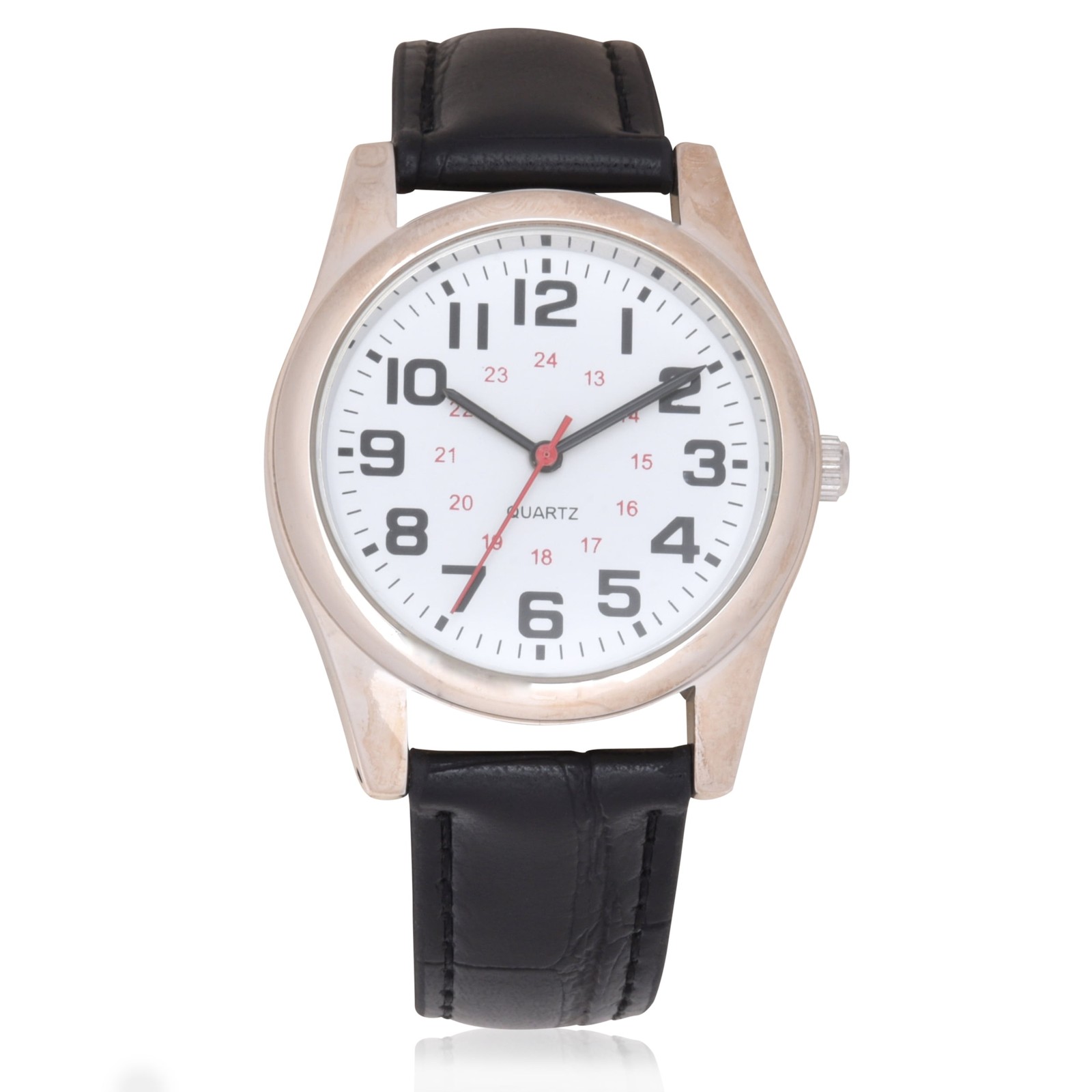 Men’s Analog Watch Round Case PU Leather Strap Casual Dress Wristwatch