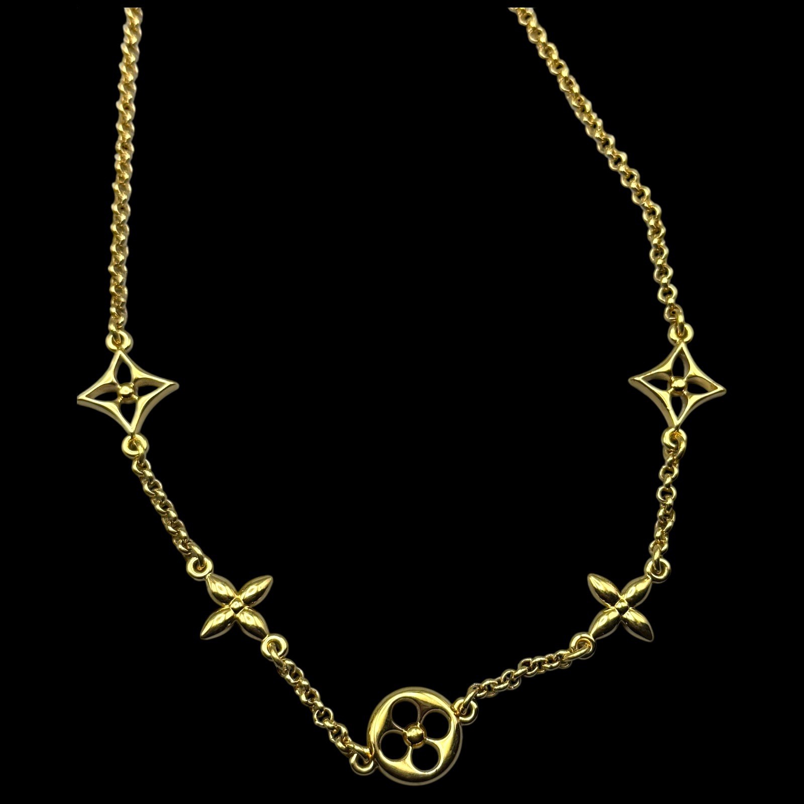 Louis Vuitton Iconic Charms Necklace Monogram Flowers M02494 16”Authentic