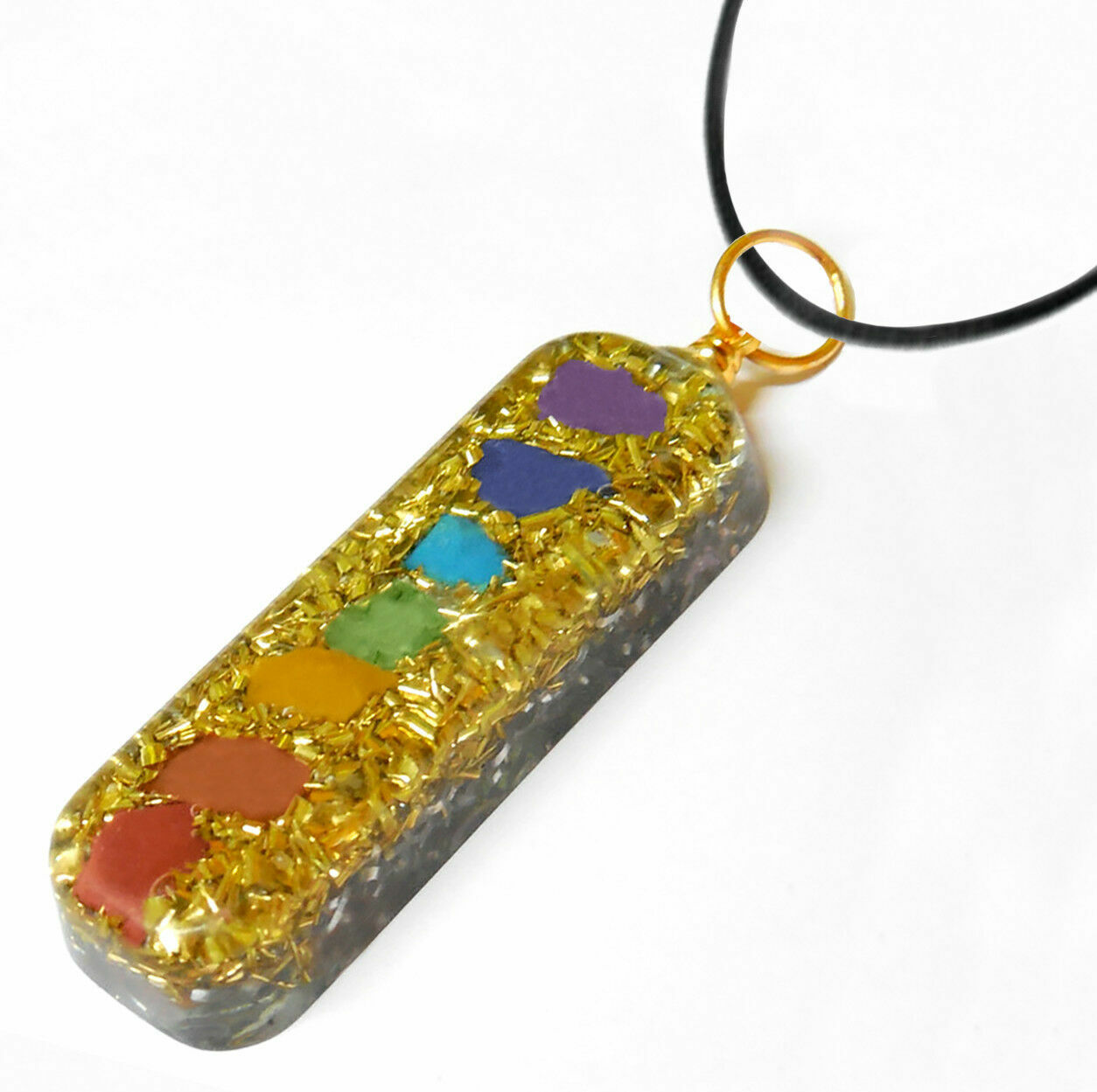 Orgone Energy Generator Pendant Orgonite Rainbow Chakra Gemstone Necklace